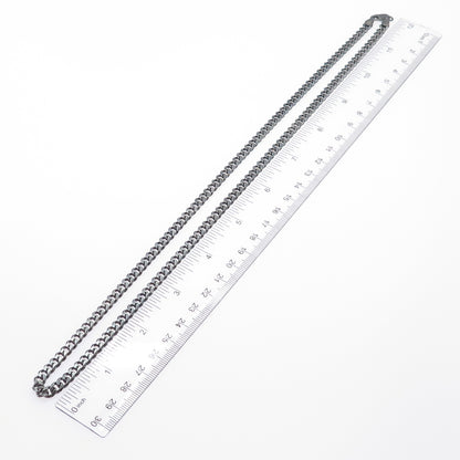 925 Sterling Silver Vintage Italy Oxidized Cuban Chain Necklace 24"