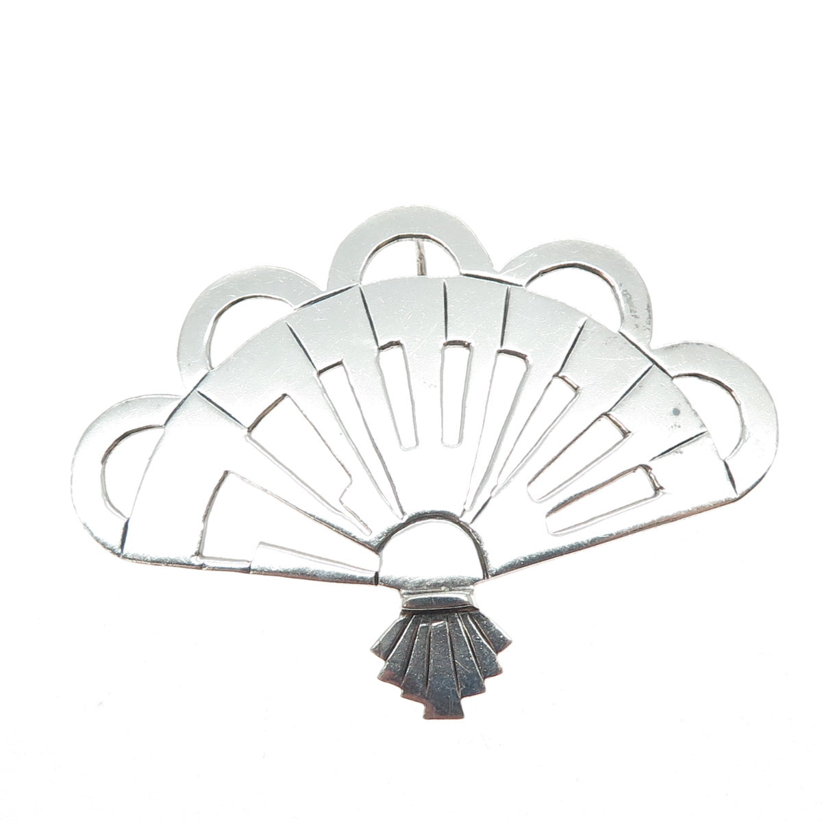 SIG Joseph Esposito 925 Sterling Silver Vintage Modernist Fan Pendant