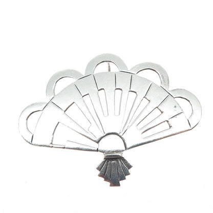 SIG Joseph Esposito 925 Sterling Silver Vintage Modernist Fan Pendant