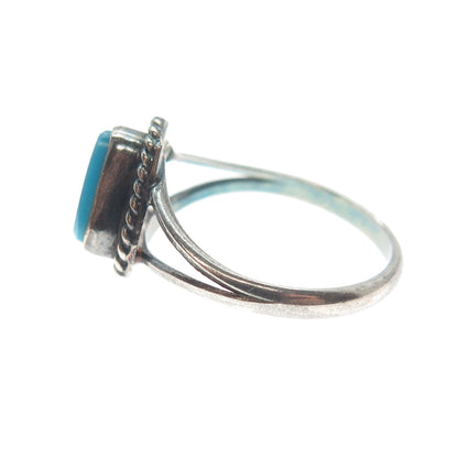 Old Pawn 925 Sterling Silver Vintage Southwestern Bisbee Turquoise Ring Size 6