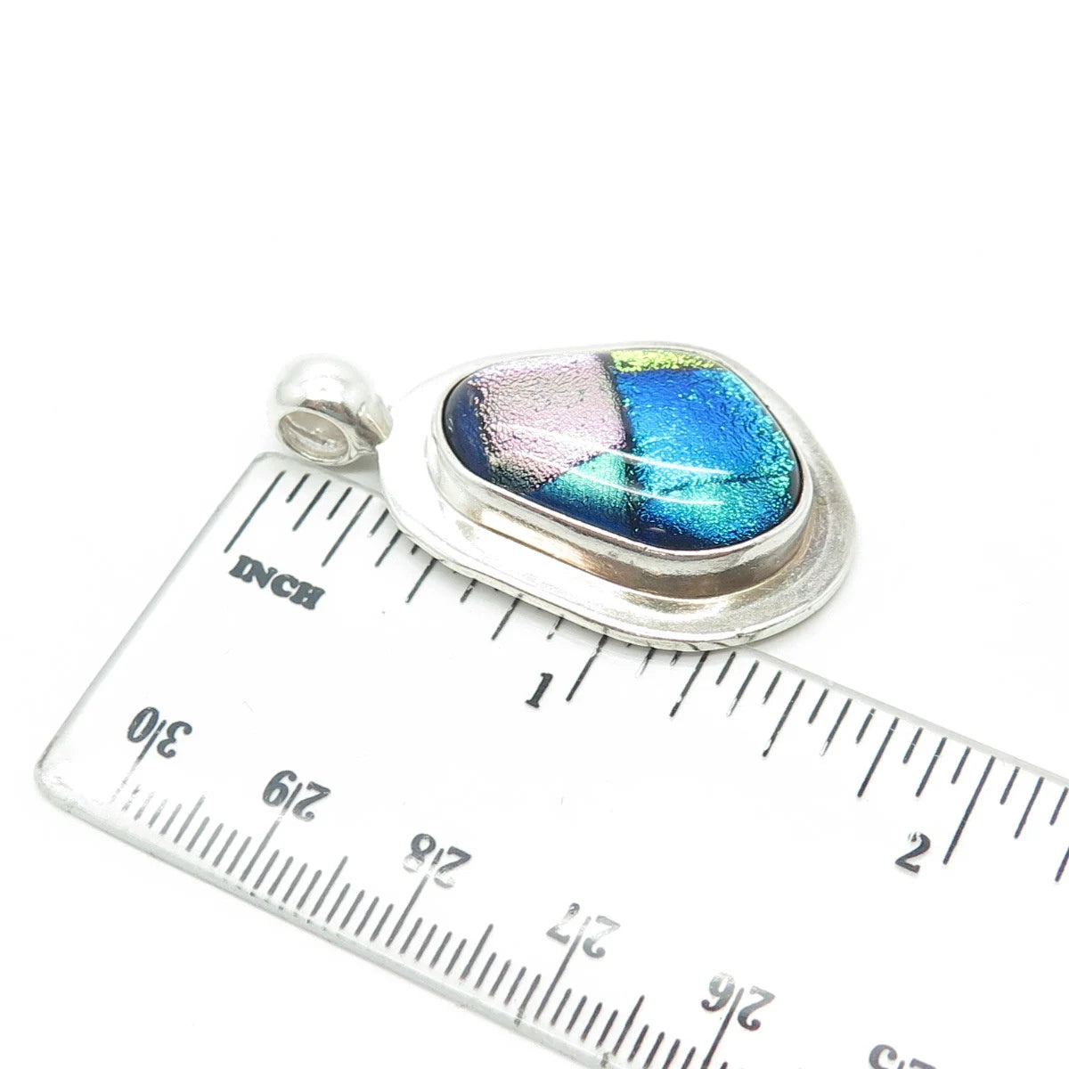 925 Sterling Silver Vintage Dichroic Glass Modernist Pendant