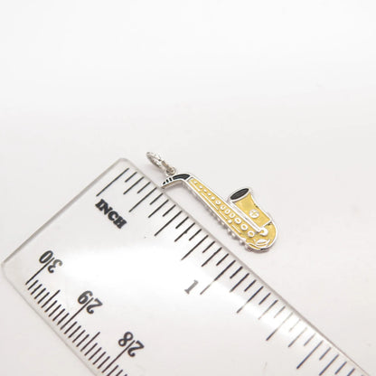 925 Sterling Silver Vintage Griffith & Sons Enamel Trumpet Musical Charm Pendant