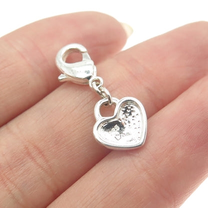 925 Sterling Silver Heart Lobster Lock Charm Pendant