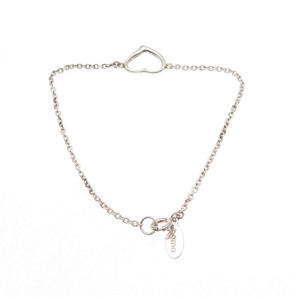 Boma 925 Sterling Silver Vintage Open Heart Cable Link Bracelet 7.5"