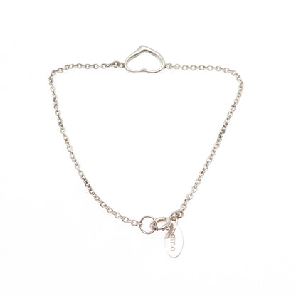 Boma 925 Sterling Silver Vintage Open Heart Cable Link Bracelet 7.5"