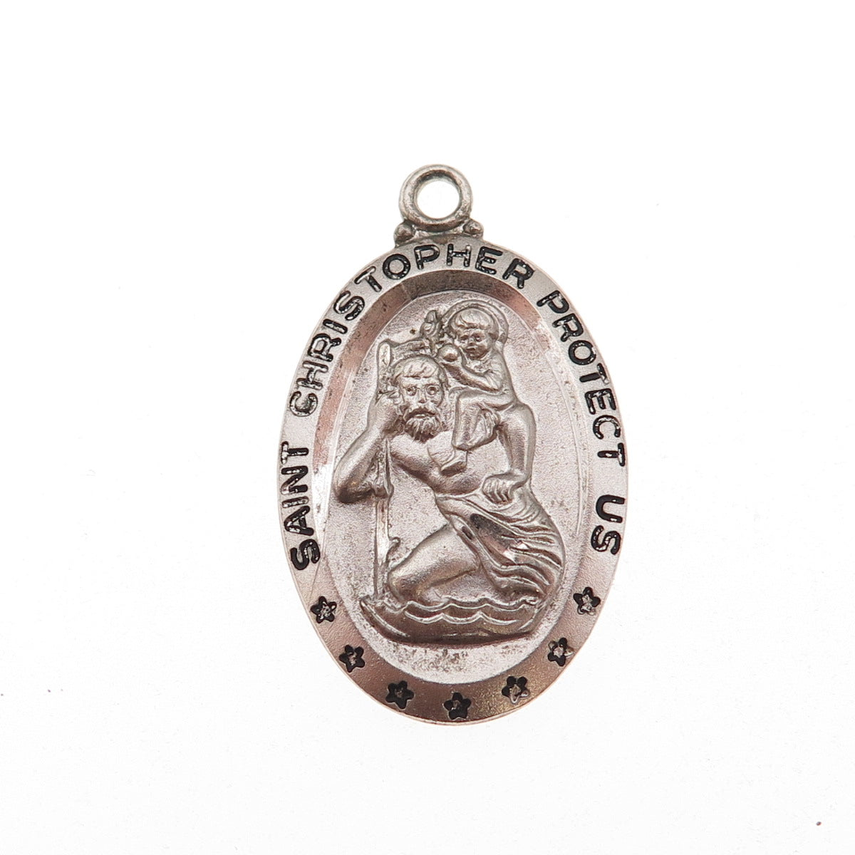 925 Sterling Silver Vintage St. Christopher Religious Medal Charm Pendant