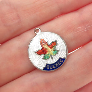 BREADNER CO. 925 Sterling Antique Enamel Quebec Maple Leaf Minimalist Pendant