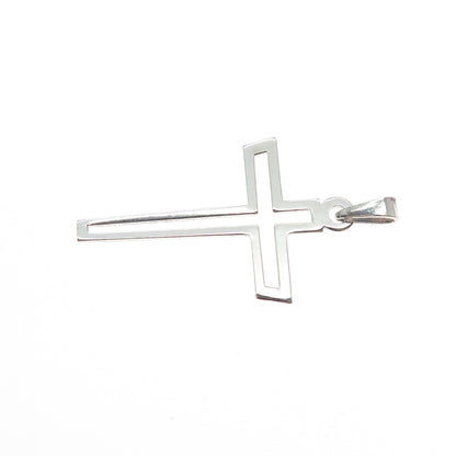 925 Sterling Silver Vintage Open Cross Charm Pendant