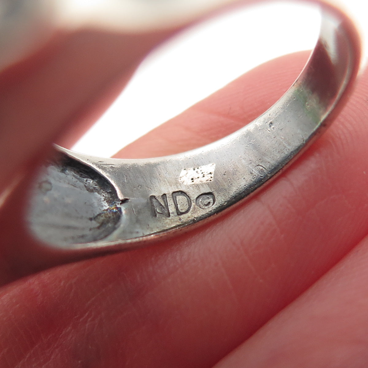 Chapal Zenray Sterling Silver Vintage Modernist Ribbed Oxidized Ring Size 6.75