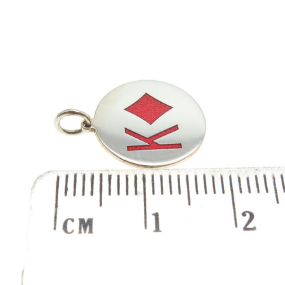 925 Sterling Silver Enamel King of Diamonds Playing Card Charm Pendant