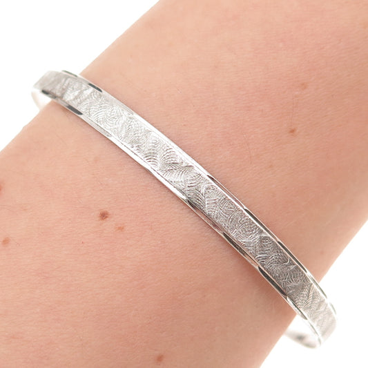 835 Silver Vintage European Textured Oxidized Bangle Bracelet 8.25"
