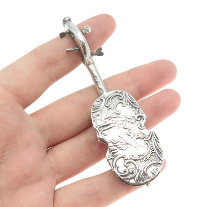 800 Silver Antique Victorian Germany Repousse Storyteller Violin Miniature