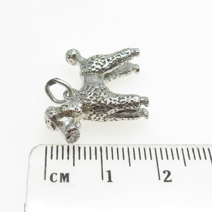 925 Sterling Silver Vintage Poodle Dog 3D Pendant