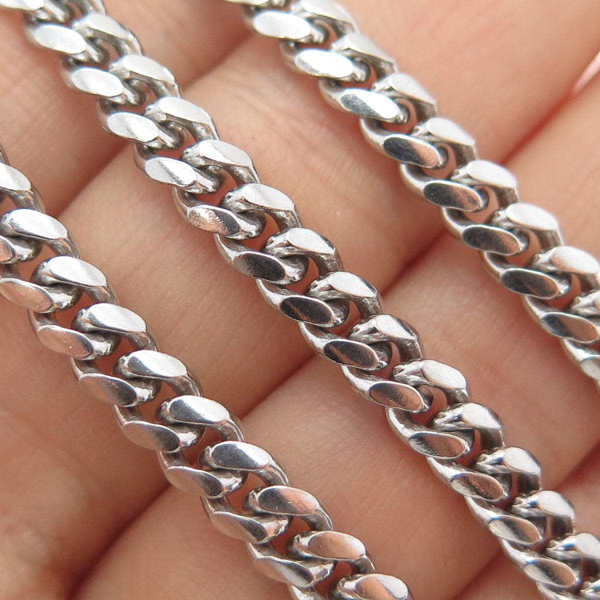 KARIZIA SPA KA-1772 925 Sterling Silver Vintage Italy Cuban Chain Necklace 22"