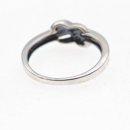 925 Sterling Silver Real Round-Cut Diamond Infinity Ring Size 6.75