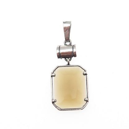 925 Sterling Silver Vintage Real Smoky Quartz Oxidized Charm Pendant