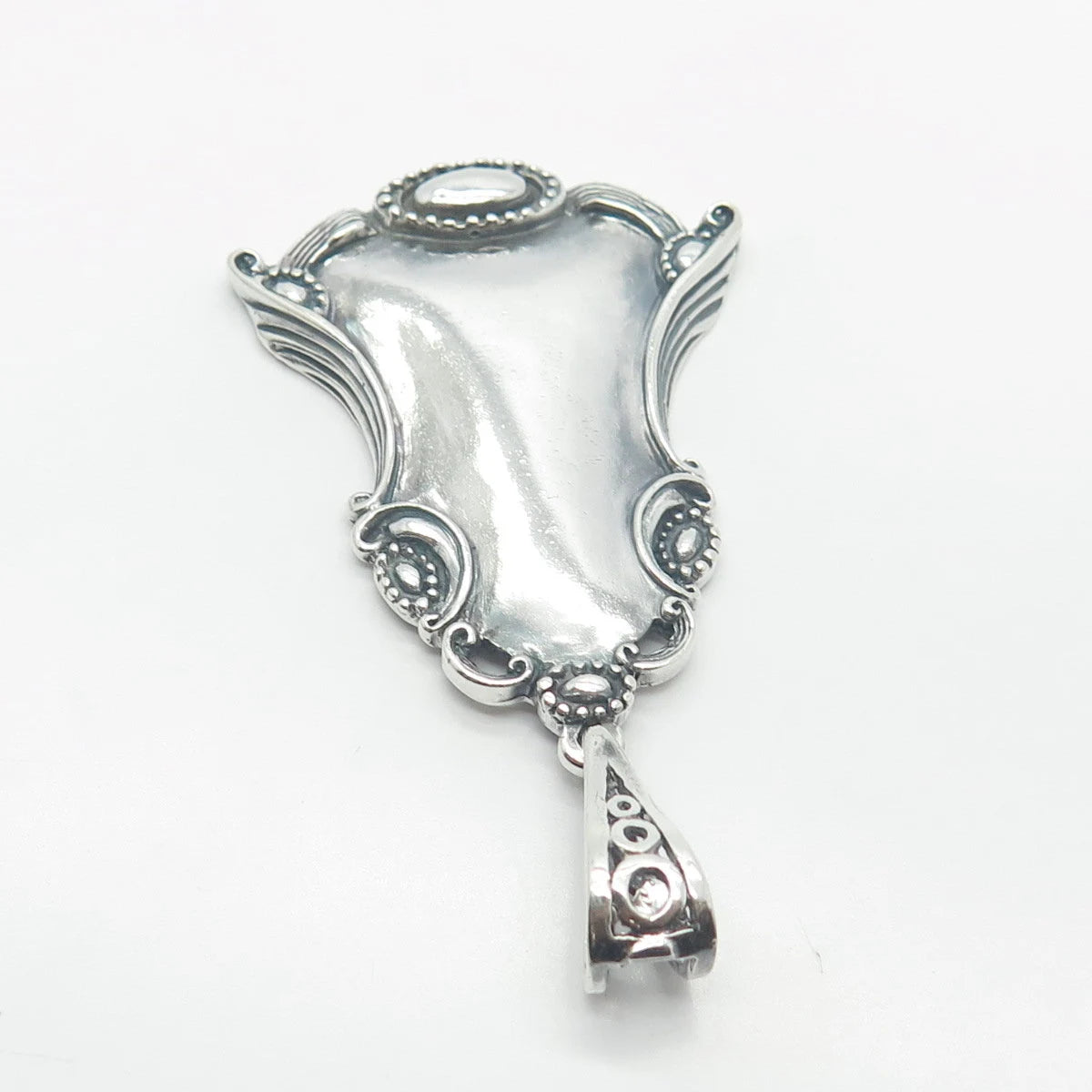 925 Sterling Silver Vintage USA Ornate Bell Pendant