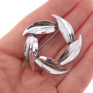 925 Sterling Silver Antique Art Deco Floral Leaf Pin Brooch