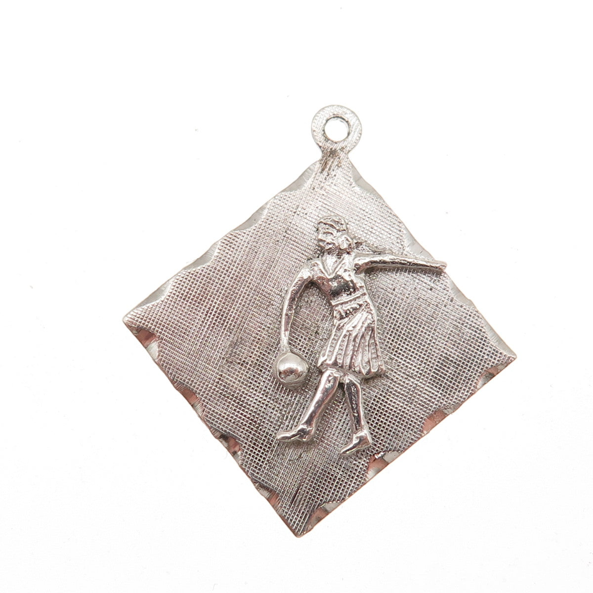 M&M Mark Mercy 925 Sterling Silver Vintage Female Bowling Player Charm Pendant