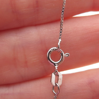 925 Sterling Silver Real Round-Cut Diamond Angel Box Chain Necklace 18"