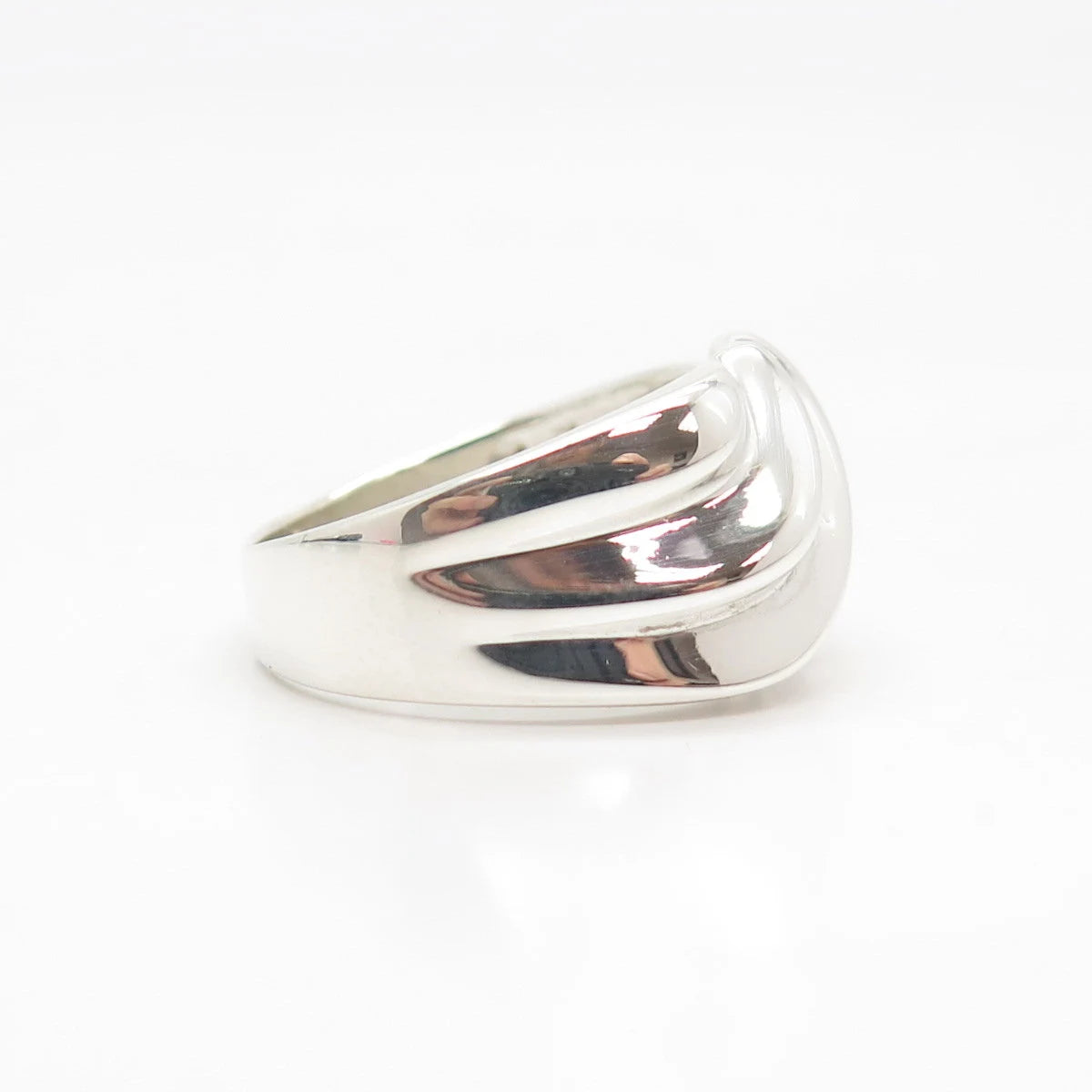 925 Sterling Silver Vintage Ribbed & Wavy Ring Size 9 3/4