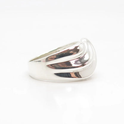 925 Sterling Silver Vintage Ribbed & Wavy Ring Size 9 3/4
