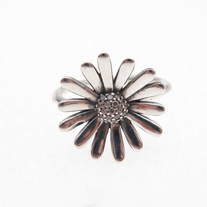 Pandora 925 Sterling Silver C Z Daisy Flower Ring Size 7