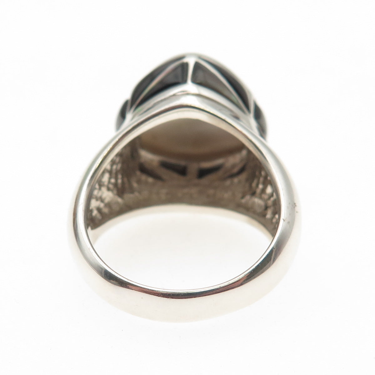 BARSE 925 Sterling Silver Vintage Real Abalone Shell Modernist Ring Size 10