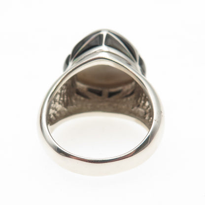 BARSE 925 Sterling Silver Vintage Real Abalone Shell Modernist Ring Size 10