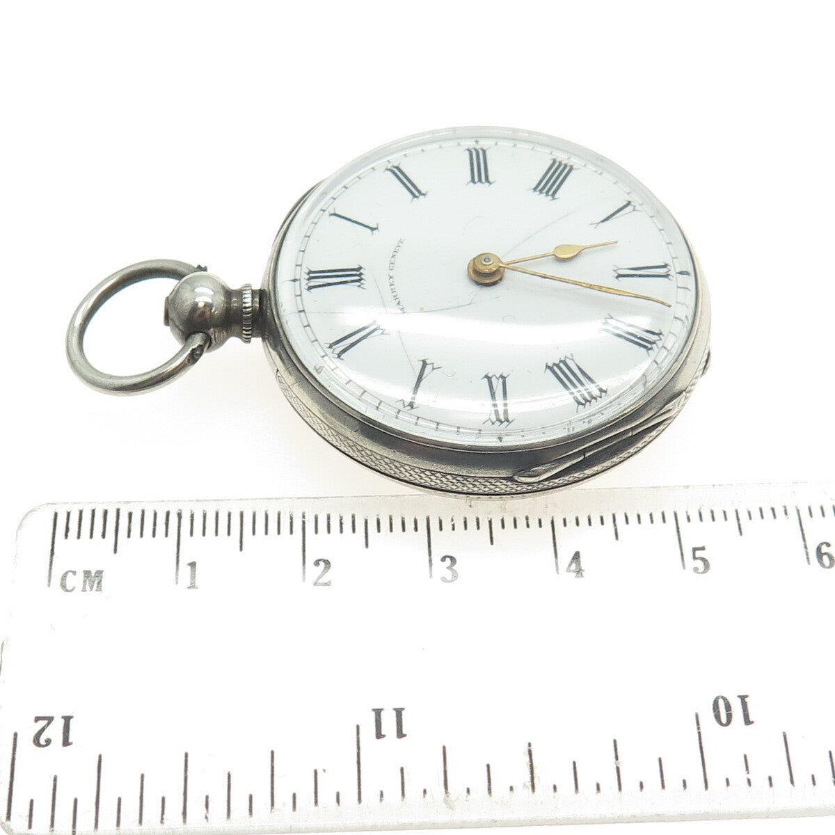 MARREY GENEVE Antique Sterling Silver Engraved Mechanical Pocket Watch #3580