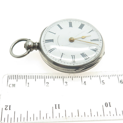 MARREY GENEVE Antique Sterling Silver Engraved Mechanical Pocket Watch #3580