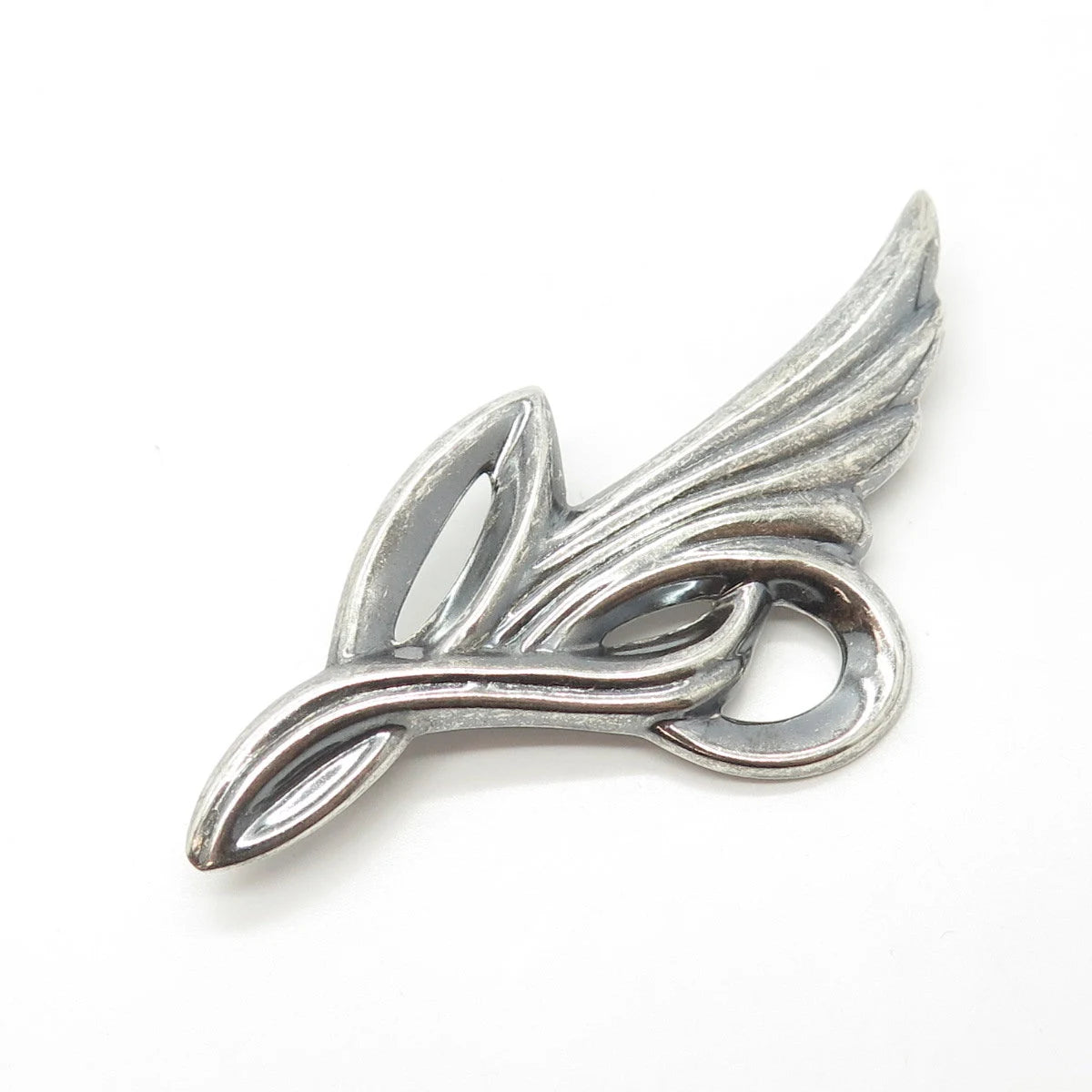 925 Sterling Silver Vintage Ribbed Modernist Pin Brooch