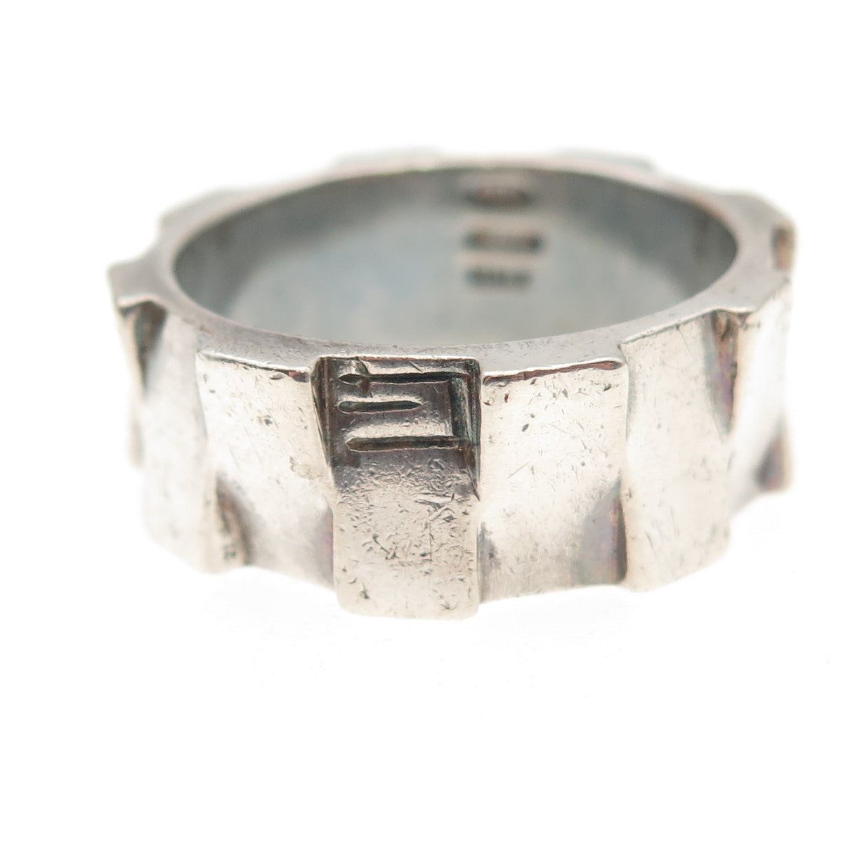 925 Sterling Silver Vintage Italy Modernist Oxidized Band Ring Size 11