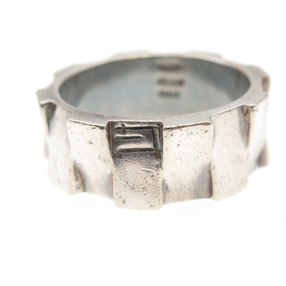 925 Sterling Silver Vintage Italy Modernist Oxidized Band Ring Size 11