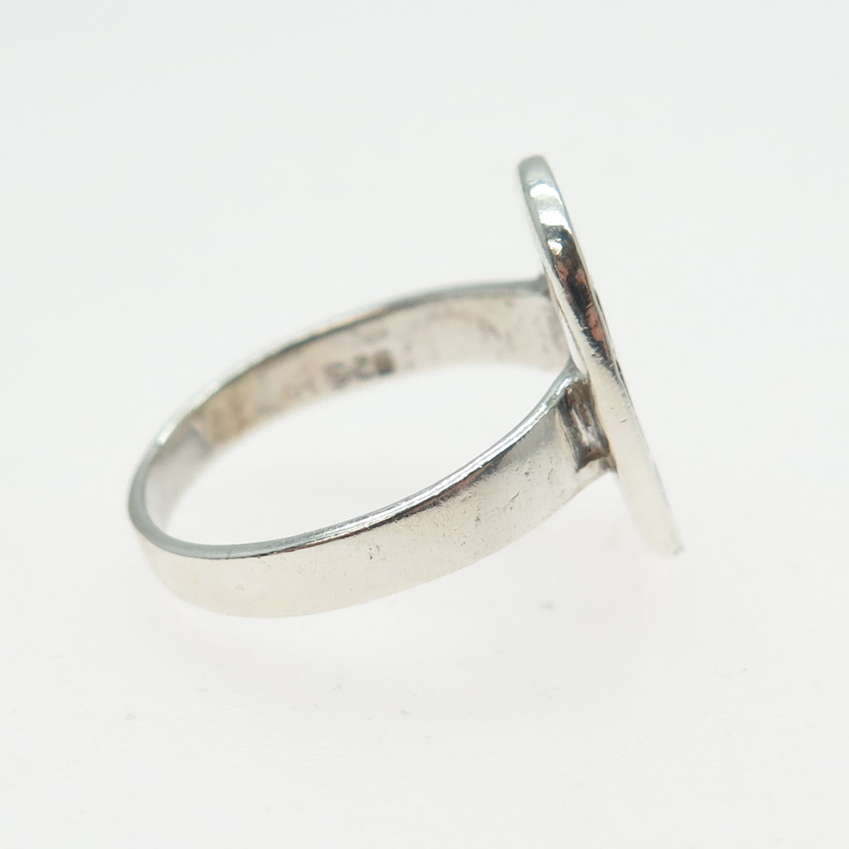 925 Sterling Silver Vintage Runic Symbol Oxidized Ring Size 7.5