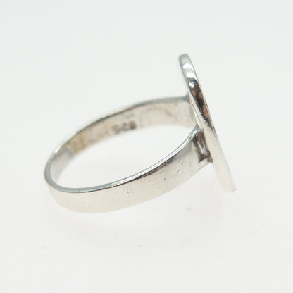 925 Sterling Silver Vintage Runic Symbol Oxidized Ring Size 7.5