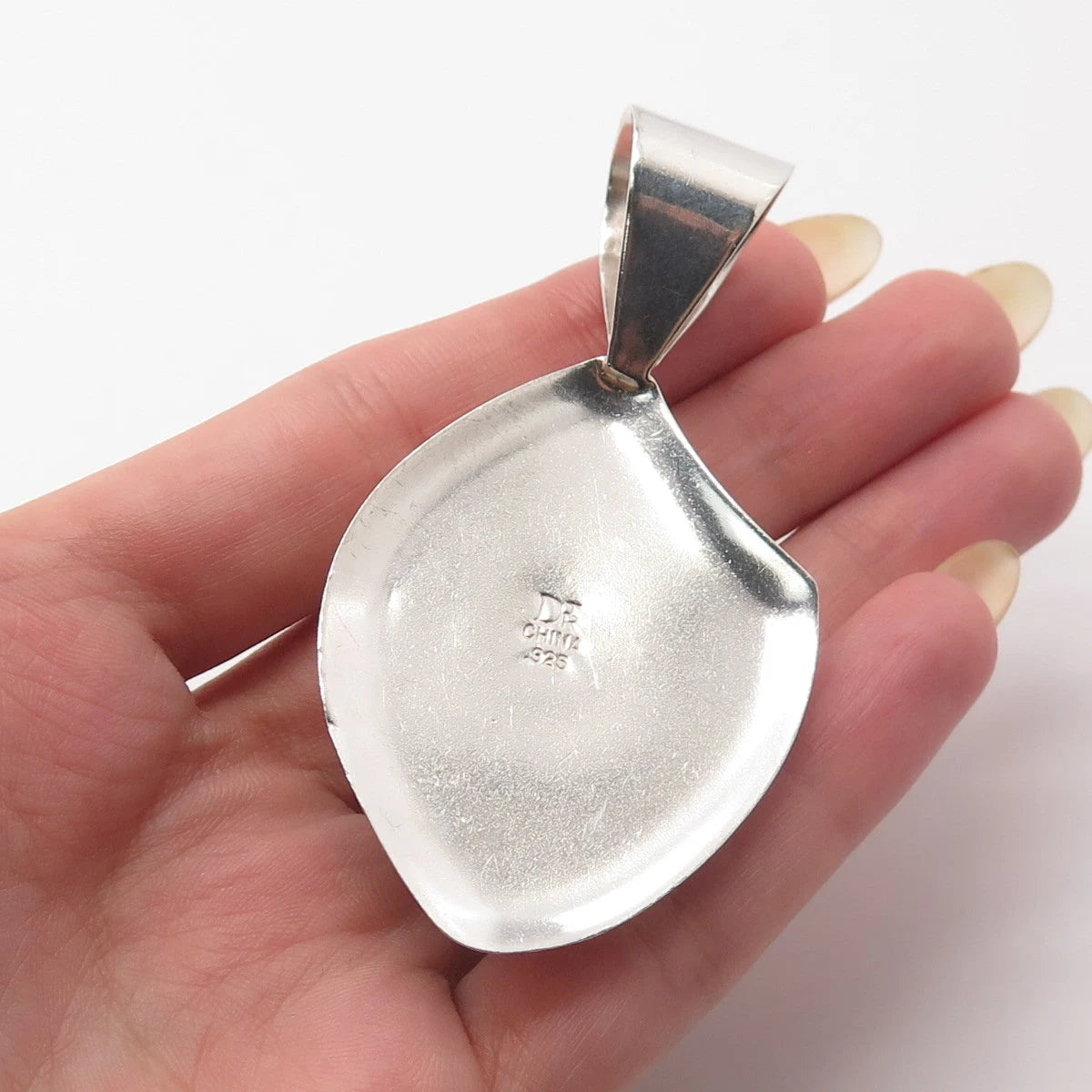 925 Sterling Silver Vintage Jay King Desert Rose Real Fossil Abstract Pendant