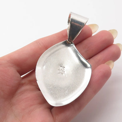 925 Sterling Silver Vintage Jay King Desert Rose Real Fossil Abstract Pendant