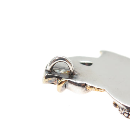 LENOX 925 Sterling Silver 2-Tone Vintage C Z Snowman Slide Pendant