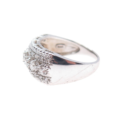 MEDA 925 Sterling Silver Princess & Round-Cut C Z Ring Size 7