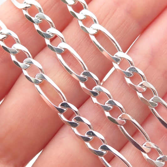 925 Sterling Silver Italy Figaro Chain Necklace 20"