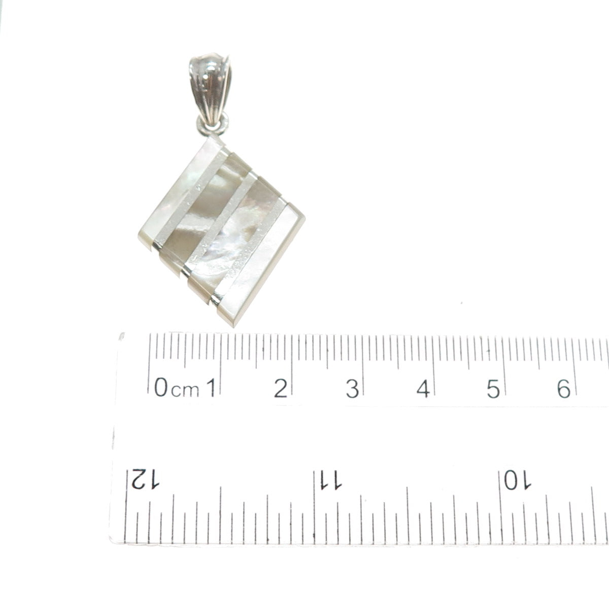 925 Sterling Silver Vintage Real Mother-of-Pearl Charm Pendant