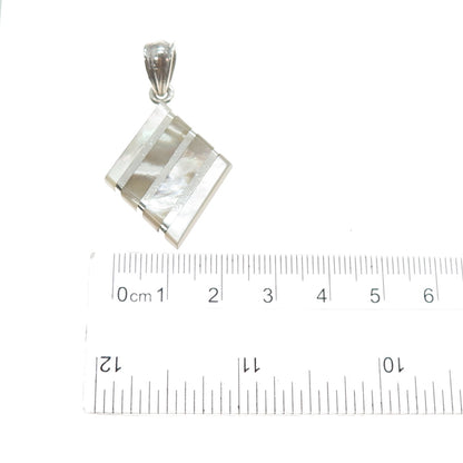 925 Sterling Silver Vintage Real Mother-of-Pearl Charm Pendant