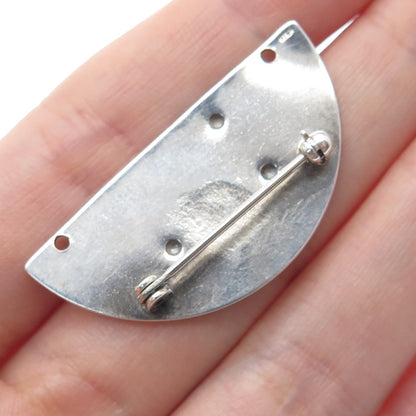 925 Sterling Silver Vintage Modernist Pin Brooch / Centerpiece Pendant