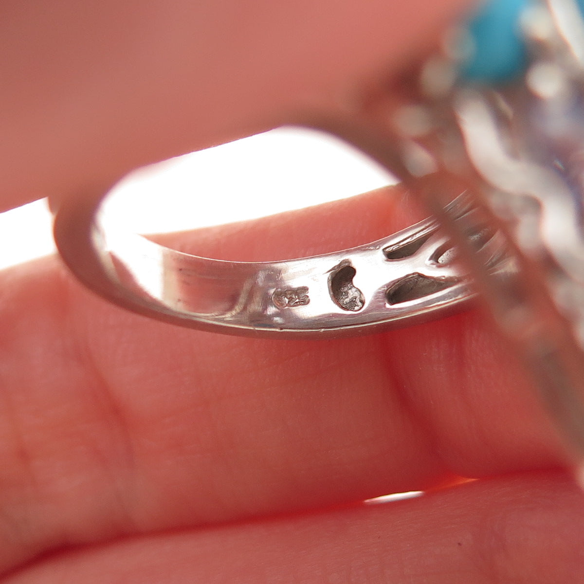 Chuck Clemency 925 Sterling Silver Real Turquoise & Tanzanite Ring Size 8.25