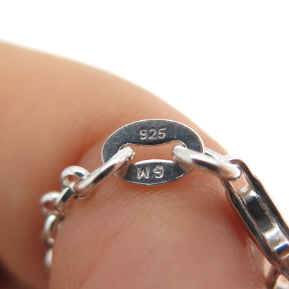 925 Sterling Silver Vintage Key & Heart Charm Rolo Link Anklet / Bracelet 9"