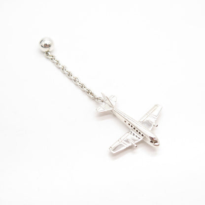 925 Sterling Silver Vintage Airplane Fob Pendant