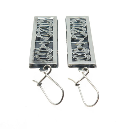 925 Sterling Silver Vintage "Brithney" Name Bar Oxidized Earrings