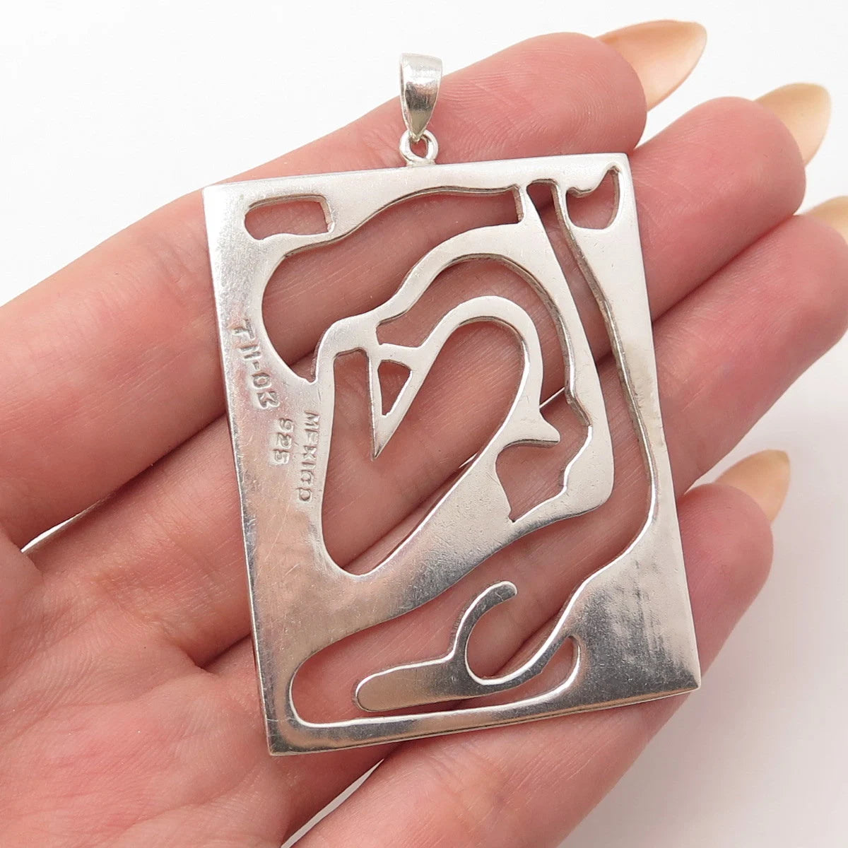 925 Sterling Silver Vintage Mexico Modernist Pendant