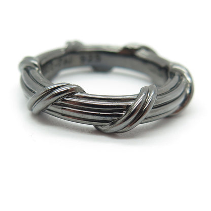 PETER THOMAS ROTH 925 Sterling Silver Black Rhodium Modernist Band Ring Size 7